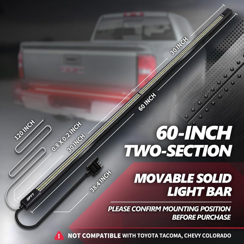 OPT7 60" Redline Parlux Triple Row LED Tailgate Light Bar w/Sequential Red Turn Signal, Rigid Aluminum Frame Strip – Only Works With Add-On Easy Connect Harness – Full Functions: Reverse Brake Running - Image 3